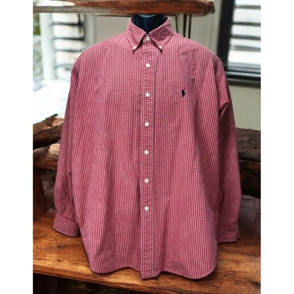 Ralph Lauren Blake Red Check Dress Shirt Large - Picture 1 of 5